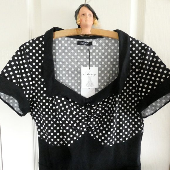 Retro Pinup Rockabilly Style Dress ACEVOG NWT Size Medium - Picture 3 of 9
